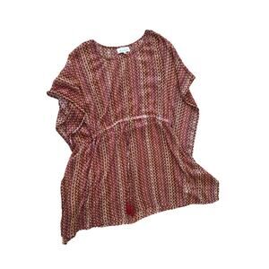 Margaux Riviera L Chiffon Sheer Cover Up swim vacation lightweight red orange